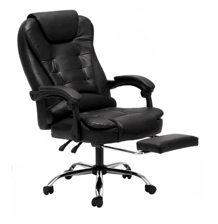 SWIVEL OFFICE CHAIR WITH FAUX LEATHER FOOTREST BLACK Packaging status original