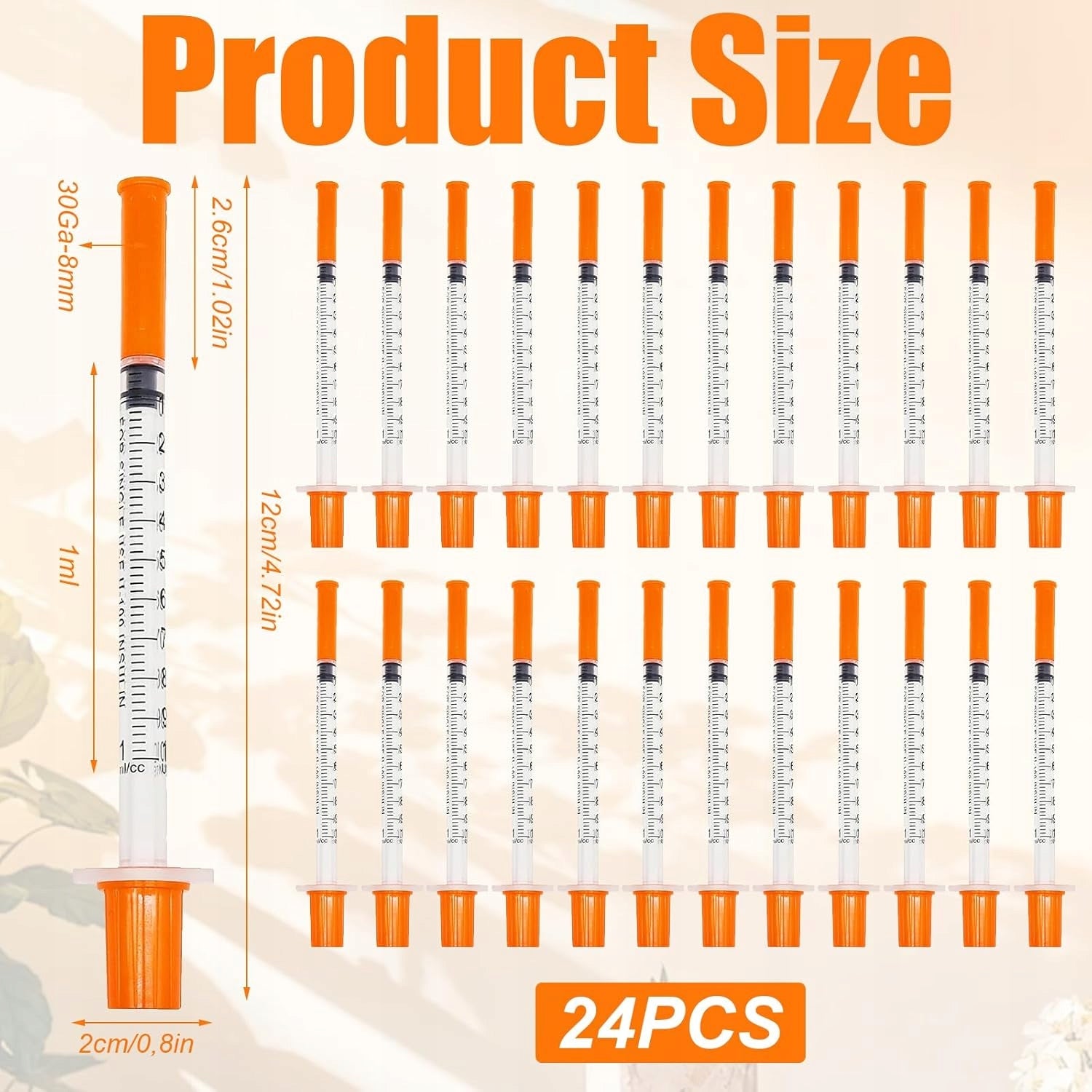 SYRINGES 1ML 24 PCS STERILE WITH NUTS PRECISE DOSING FEEDING Packaging status original