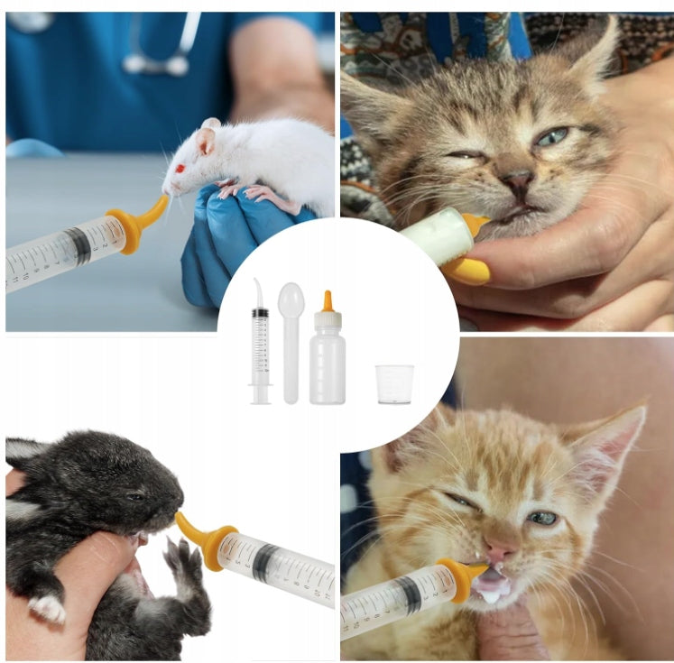 SYRINGES ANIMAL FEEDING BOTTLE KITTEN PUPPIES PACIFIERS SET Capacity 0.05 l