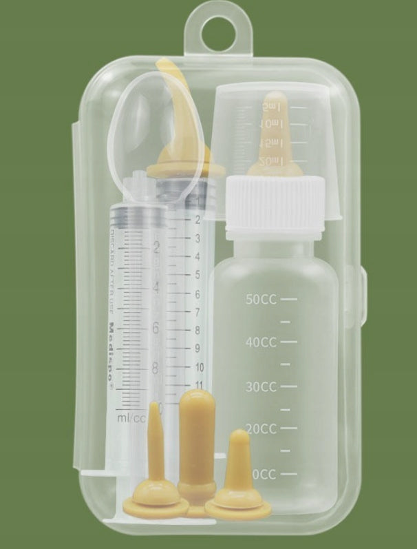 SYRINGES ANIMAL FEEDING BOTTLE KITTEN PUPPIES PACIFIERS SET Color white