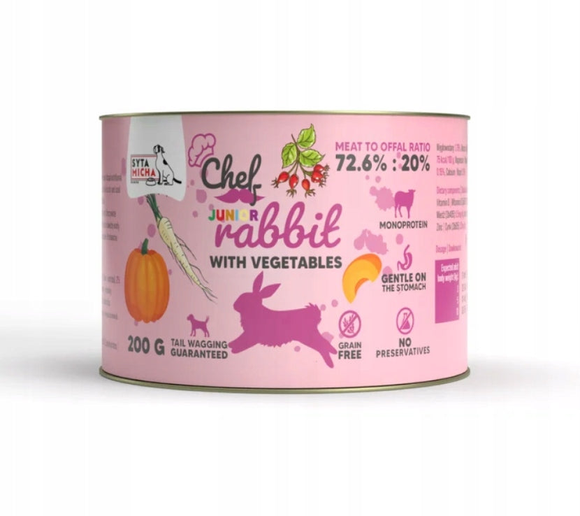 SYTA MICHA CHEF Wet Dog Food Rabbit with Vegetables JUNIOR 200g