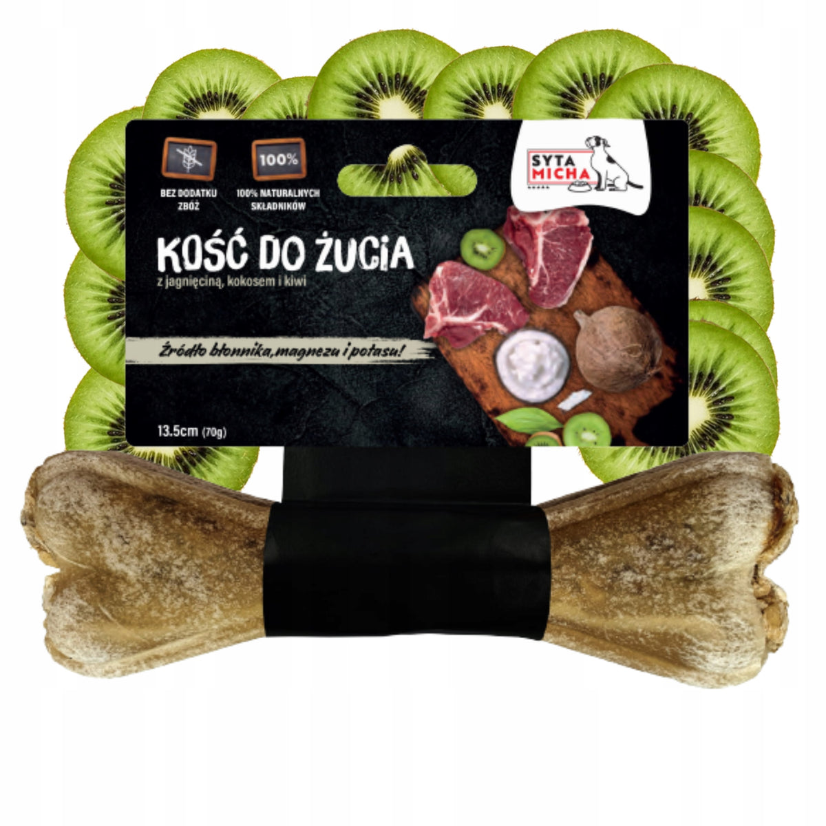 SYTA MICHA Chewing bone for dog KIWI + COCONUT teether 13,5 cm WITHOUT GRAINS