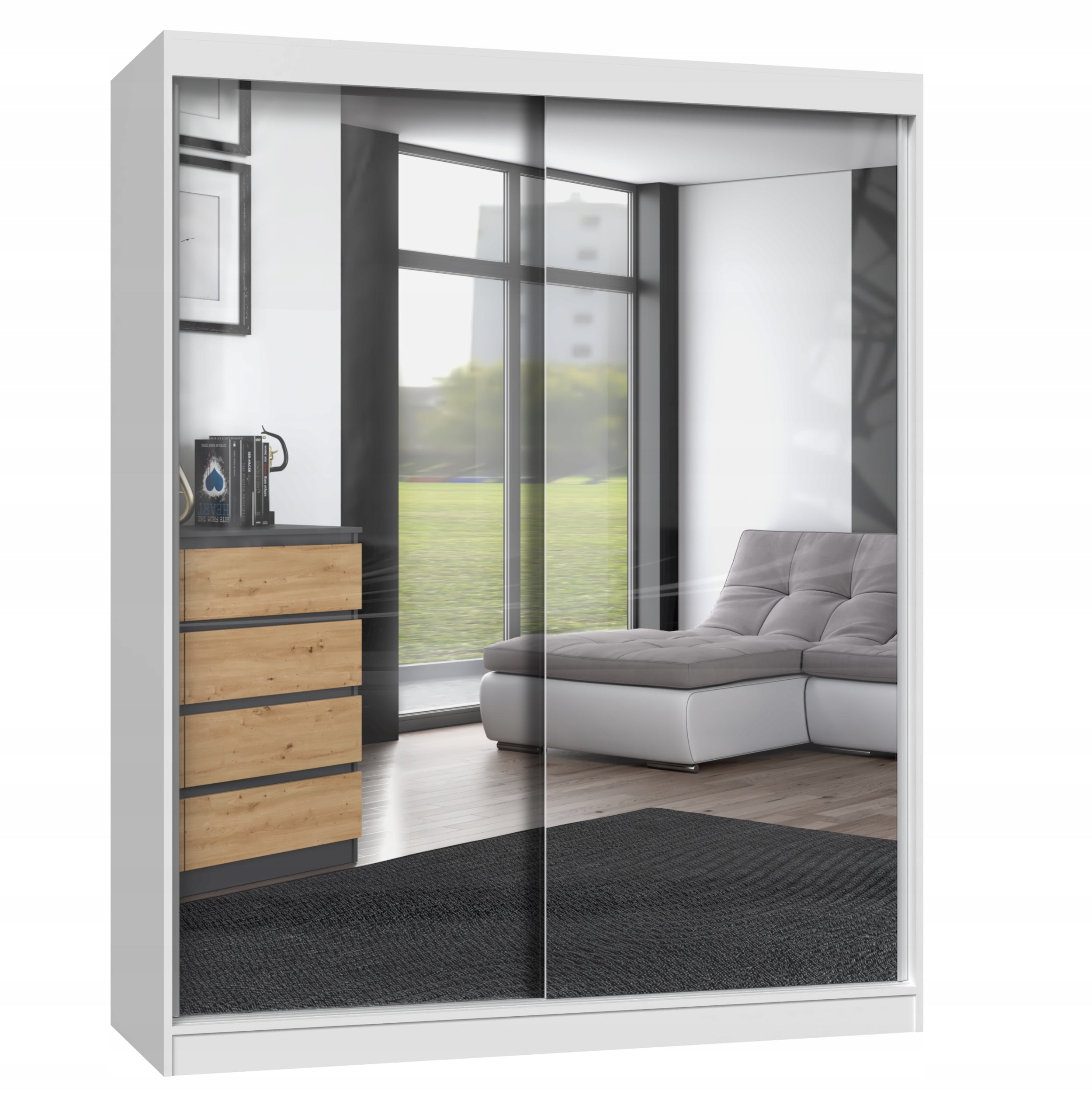 Iga Kleiderschrank mit Spiegeln Weiß 