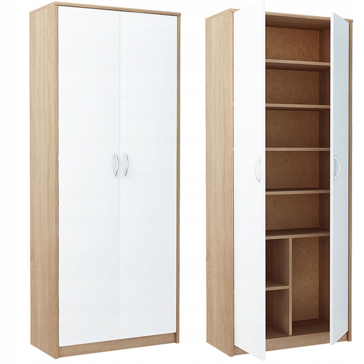 Kleiderschrank Bestseller R004 74x180x35 cm, braun/weiß 