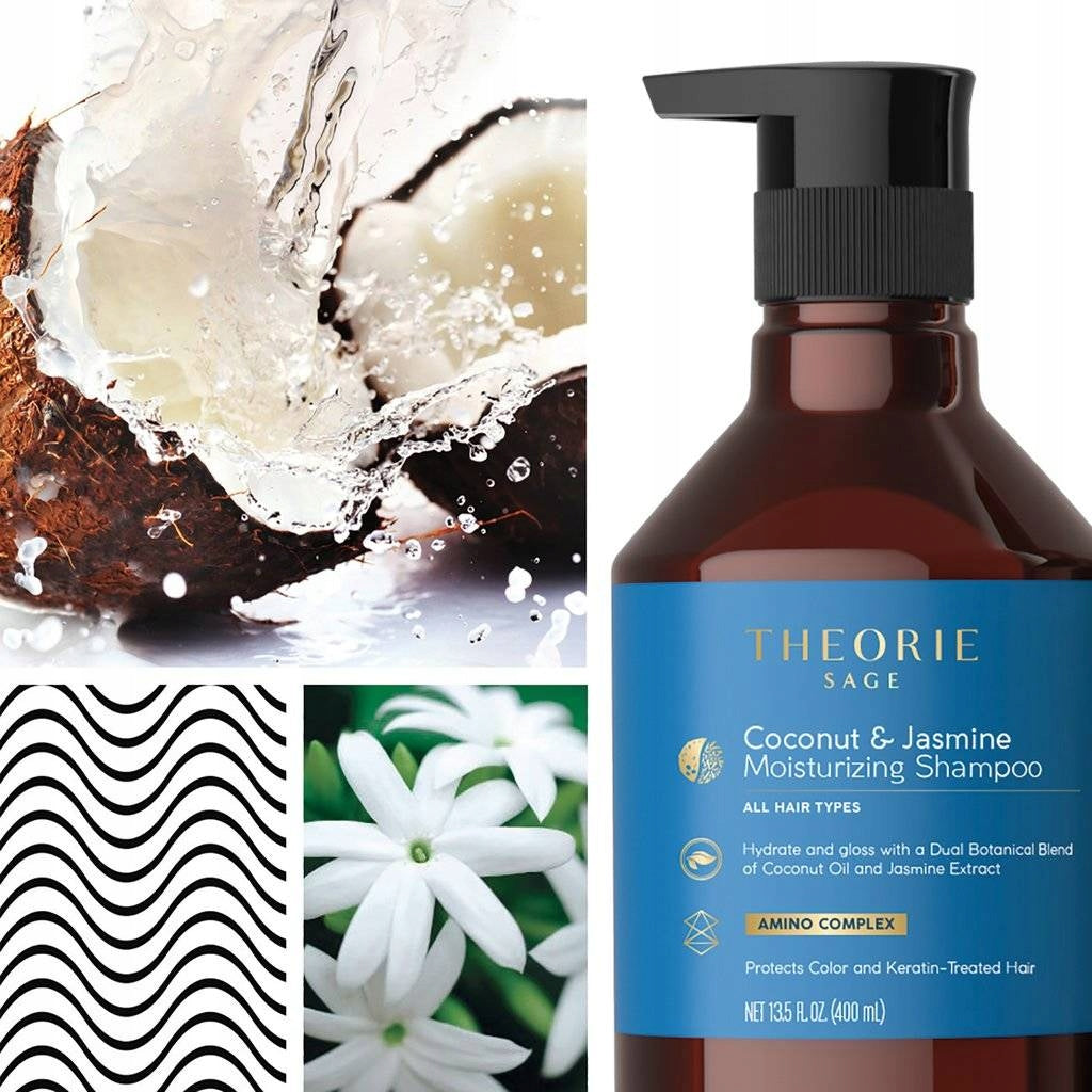 Feuchtigkeitsspendendes Shampoo für alle Haartypen Theorie Sage Coconut and Jasmine Moisturizing Shampoo, 400 ml 