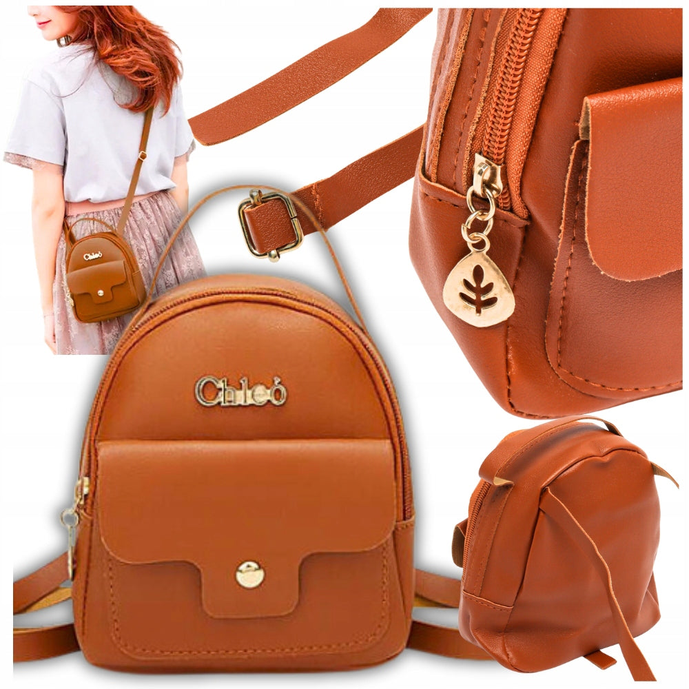 Sachet backpack carry-on bag women's suspenders pockets elegant brown