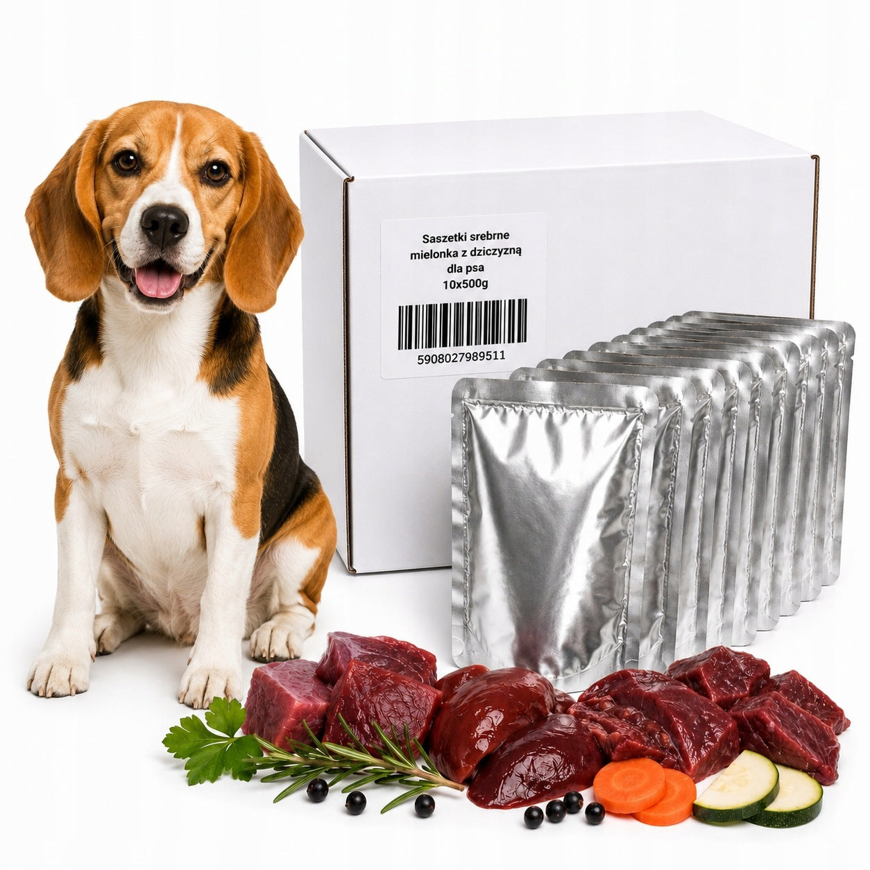 Sachets silver wet dog food venison 10x500g ground set