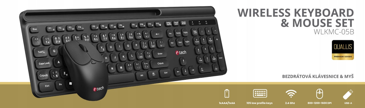 Sada klávesnice a myši C-TECH černá Color black