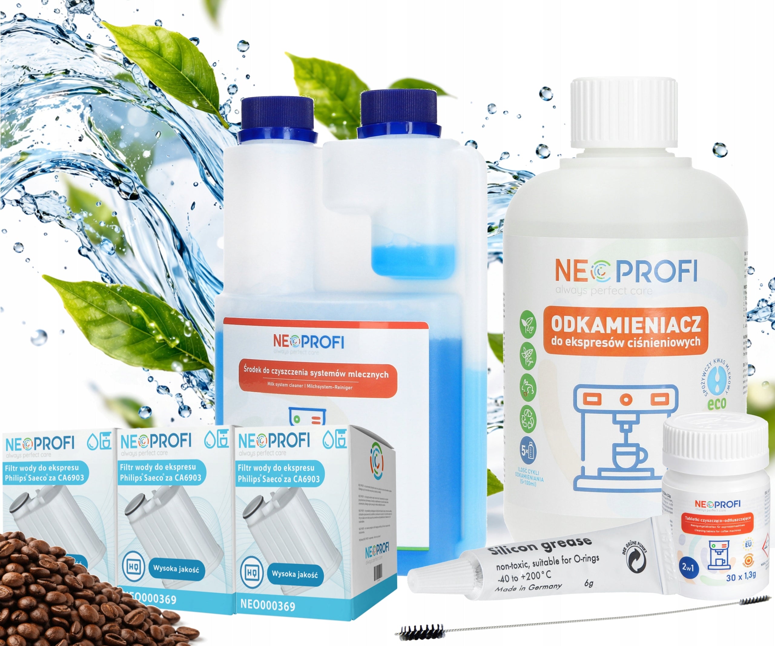 Saeco Philips EQ Maker Kit | 3x Filters Lubricant Descaler 1L NeoProfi Manufacturer code NEO002775