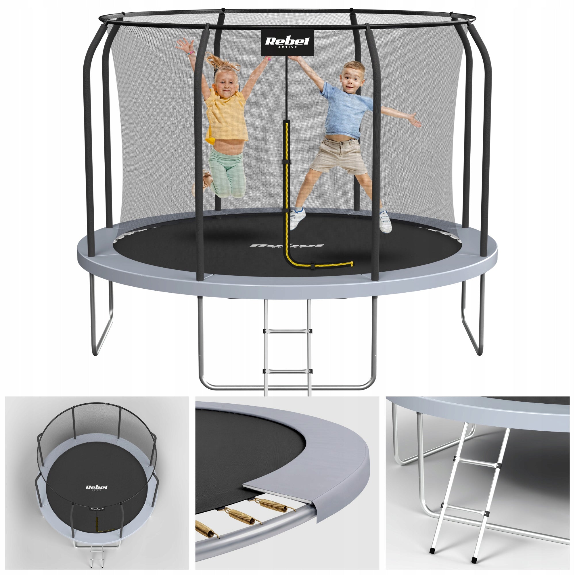 Safe garden trampoline for children 10ft/305 cm net ladder Rebel