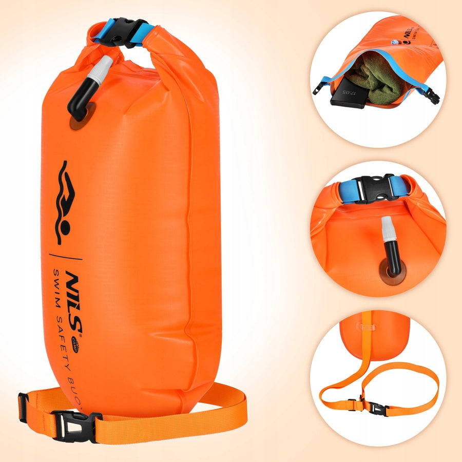 Safety Buoy Inflatable Swimming Rescue Hip Belt Pocket 18L For swimming