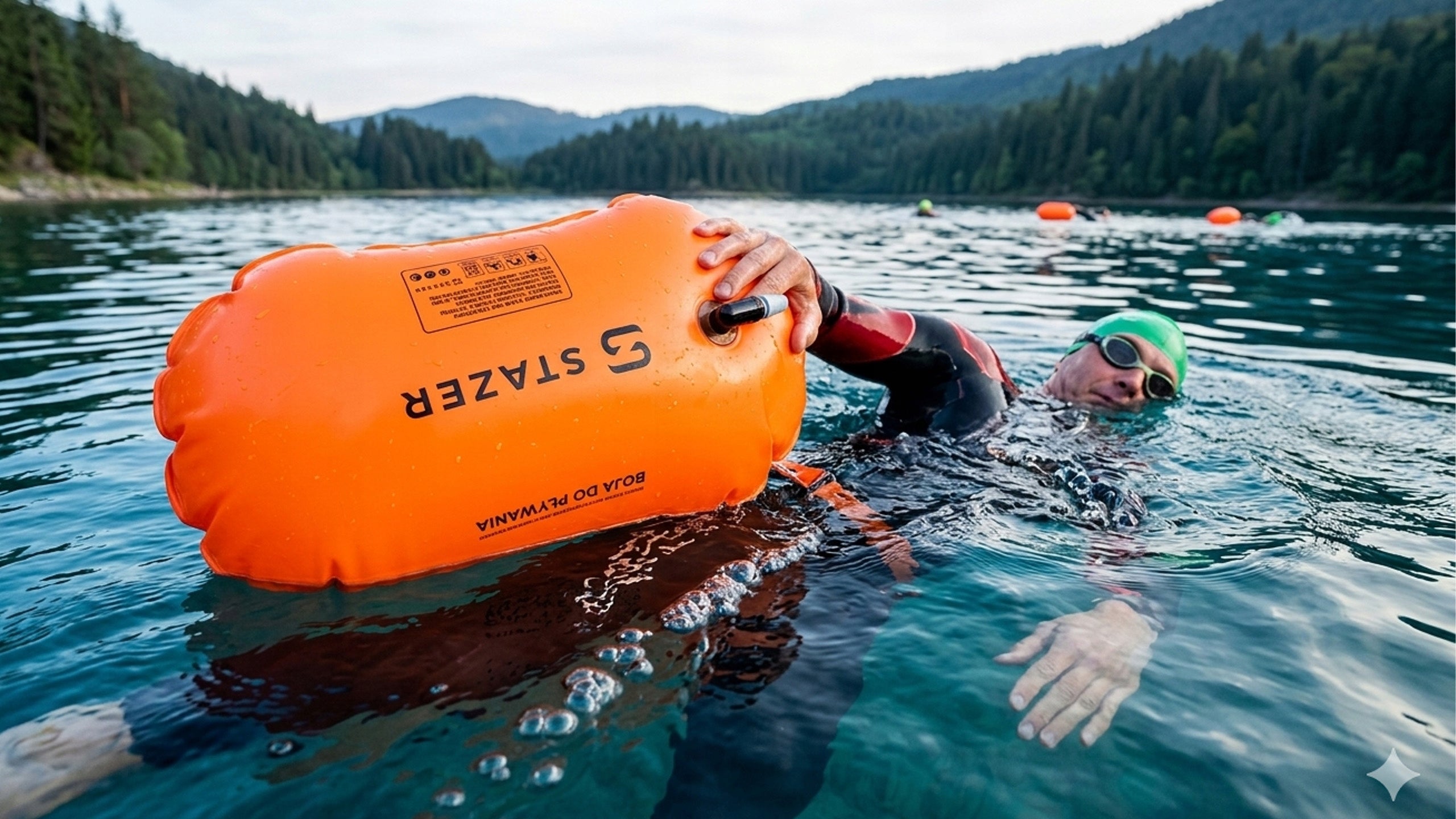 Safety buoy for swimming board pumped with adjustment Gender not applicable