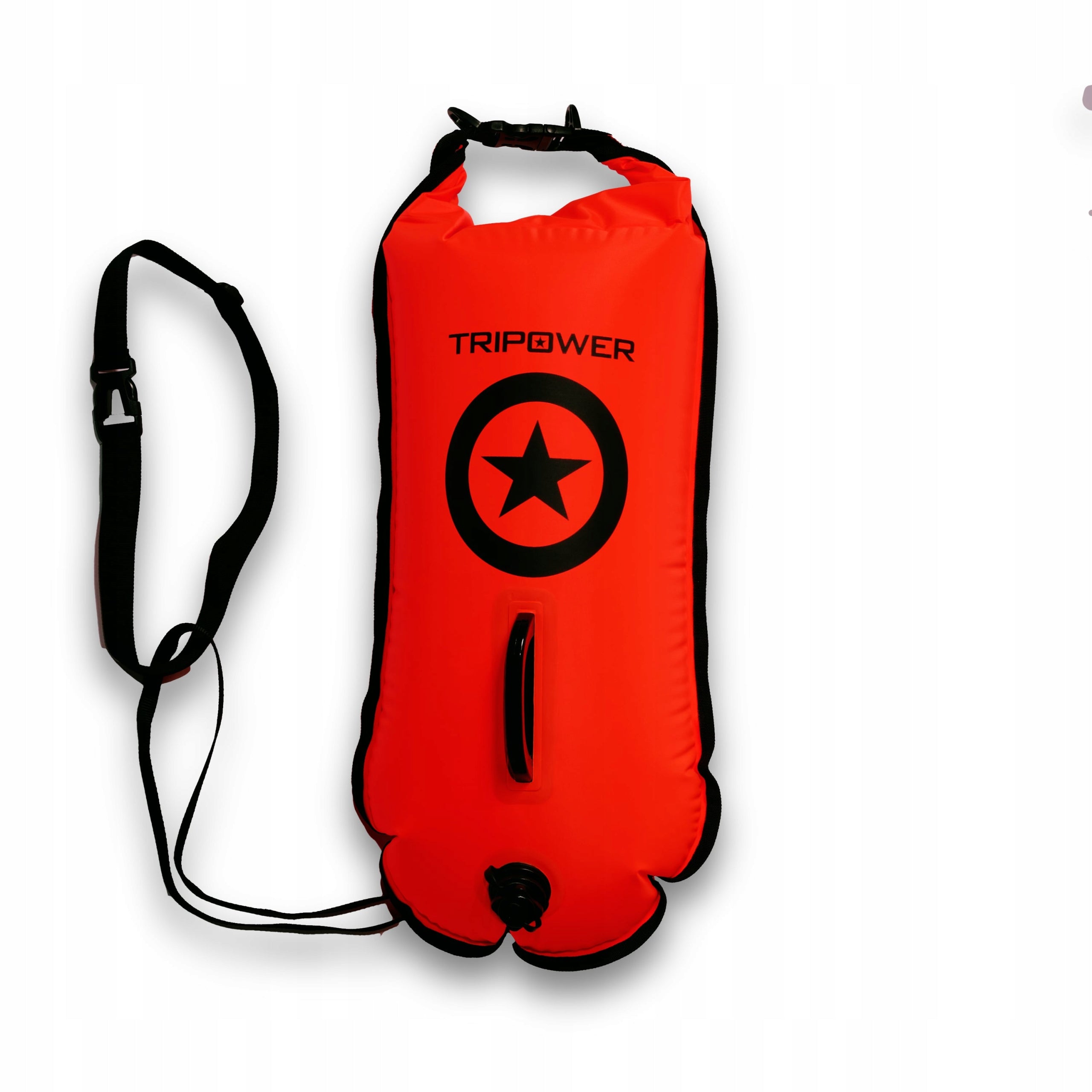 Safety buoy for swimming two-chamber with dry pocket buoy bag 28L