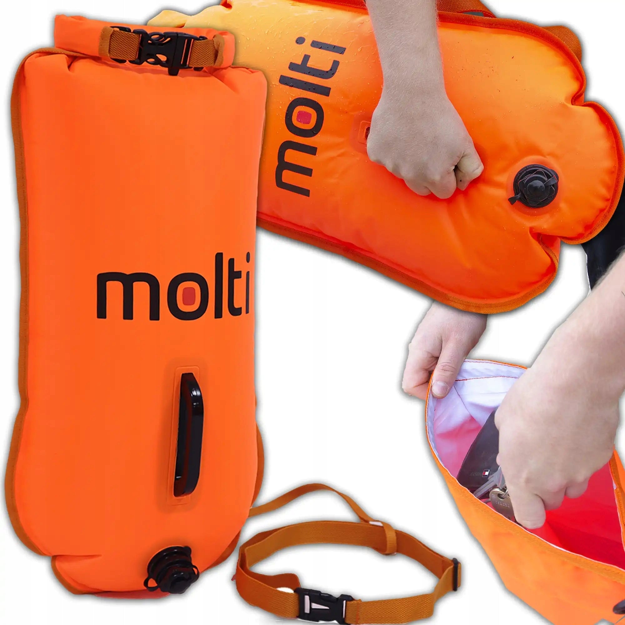 Safety buoy inflatable dry pocket 2in1 molti