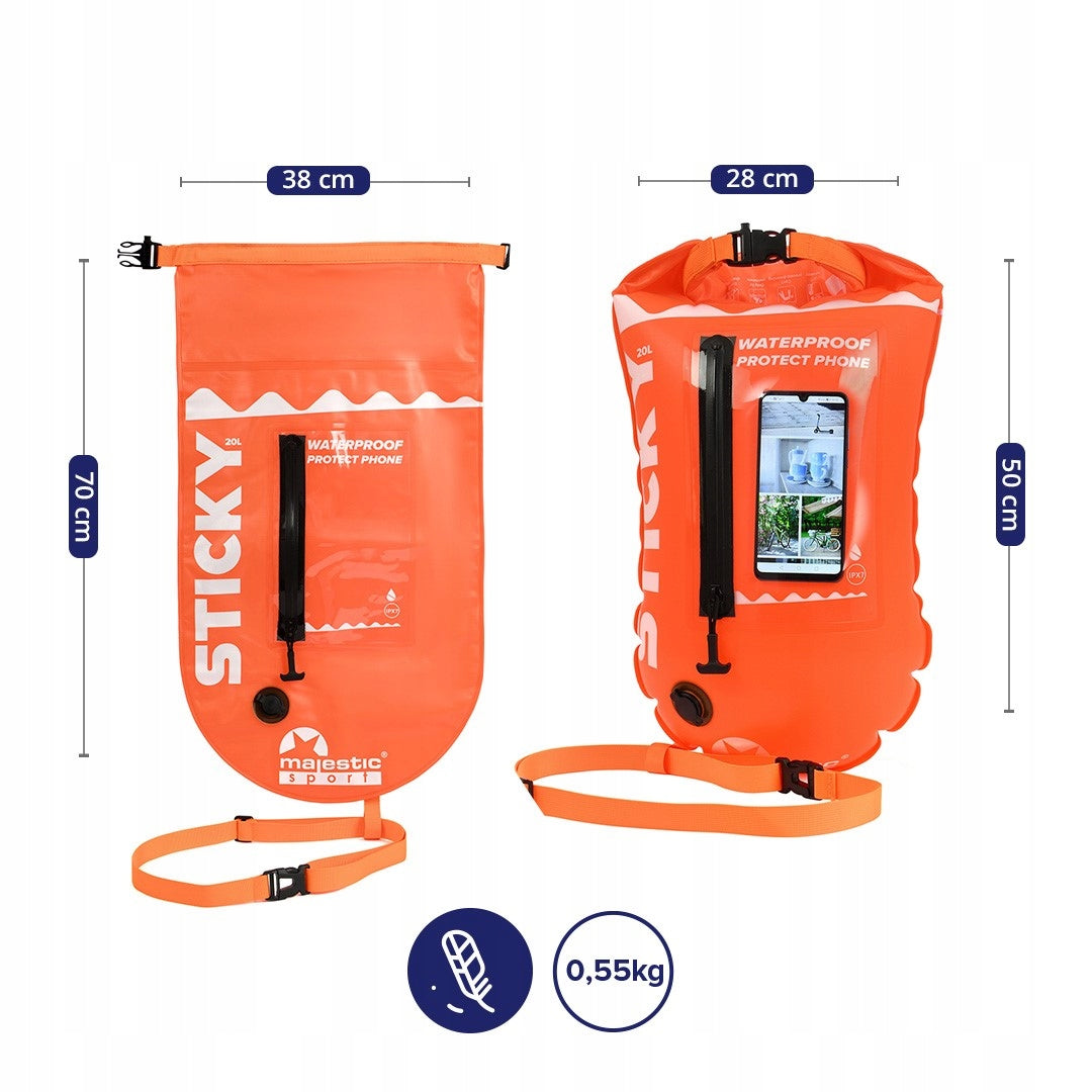 Safety buoy inflatable for swimming dry pocket Majestic Sport For swimming