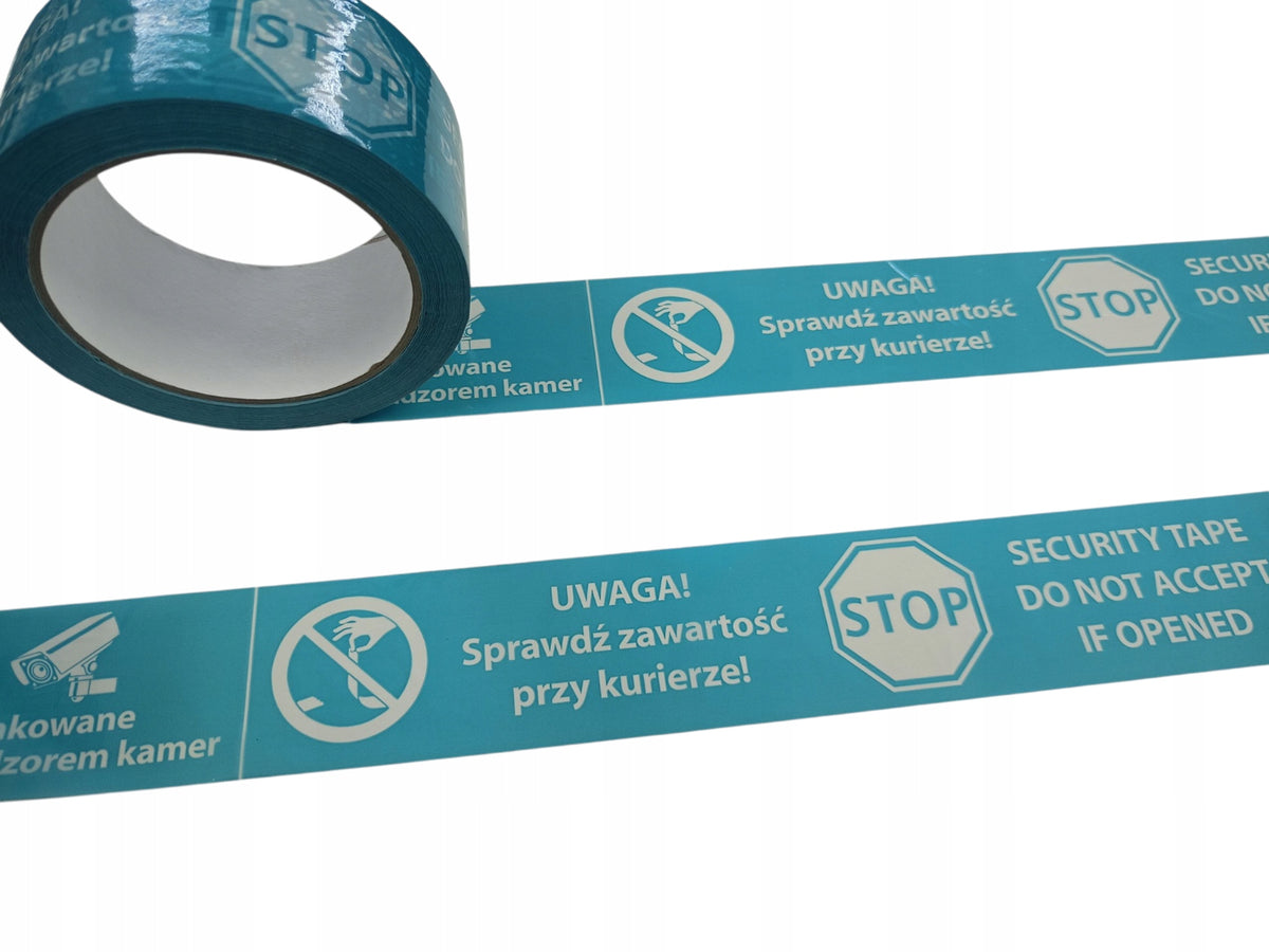 Safety tape STOP turquoise 48/100 Width 48 mm