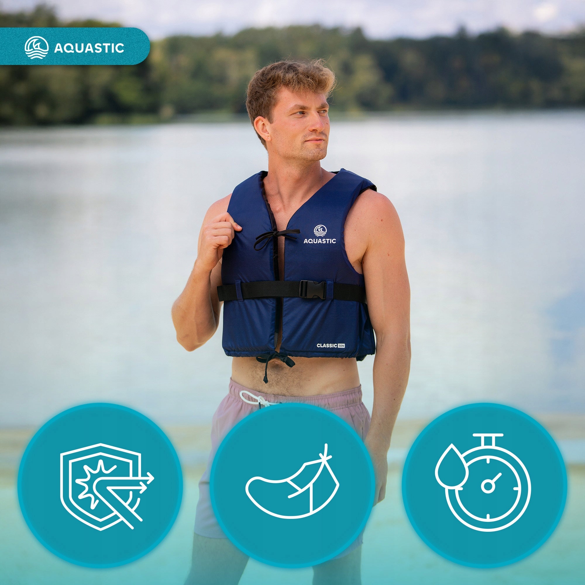 Safety vest AQUASTIC Classic 50 XXS for SUP KAYAK FOR WATER LIFE VEST For multipurpose