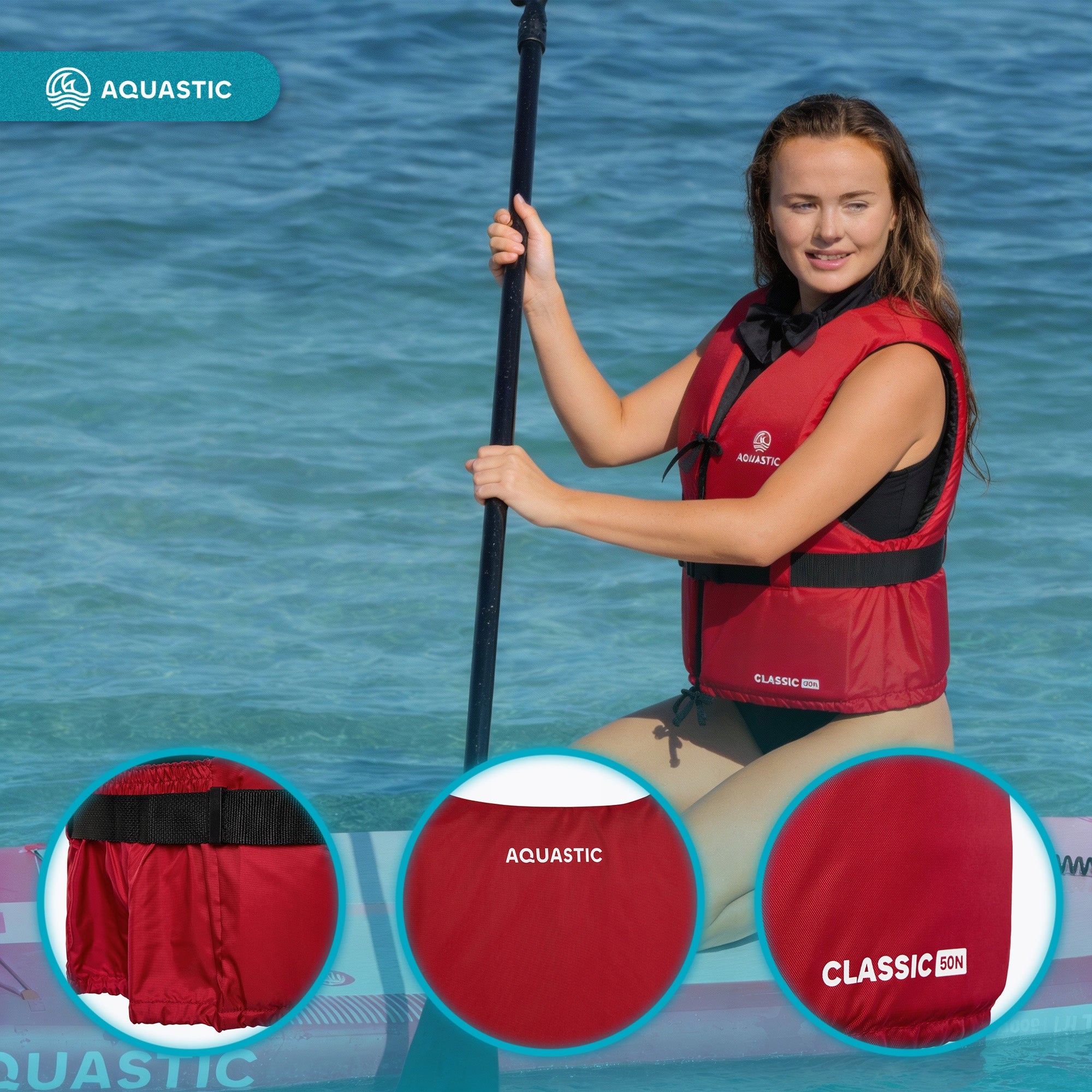 Safety vest AQUASTIC Classic 50N L for SUP KAYAK FOR WATER LIFE VEST Model Classic 50N