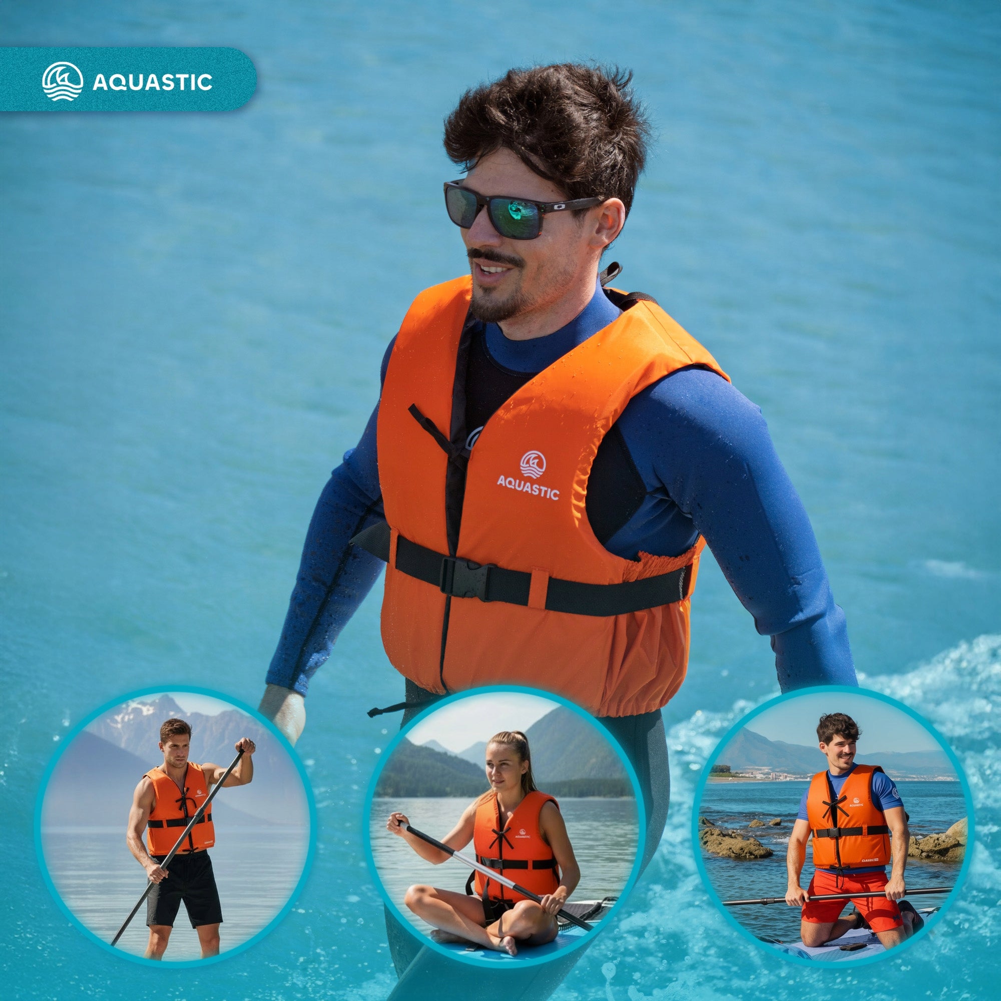 Safety vest AQUASTIC Classic 50N XL for KAYAK SUP FOR WATER Size XL