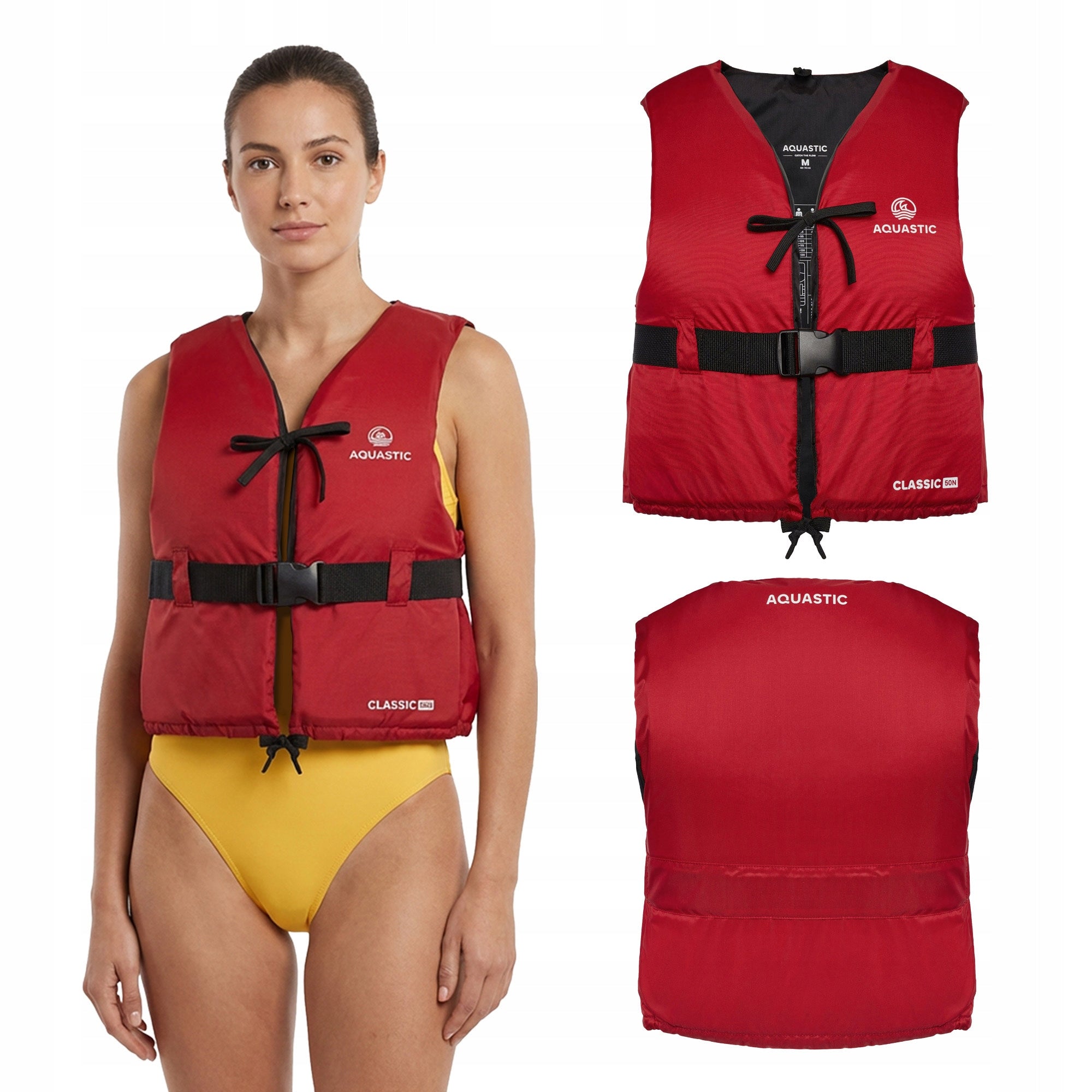Safety vest AQUASTIC Classic 50N XL for SUP KAYAK FOR WATER LIFE VEST