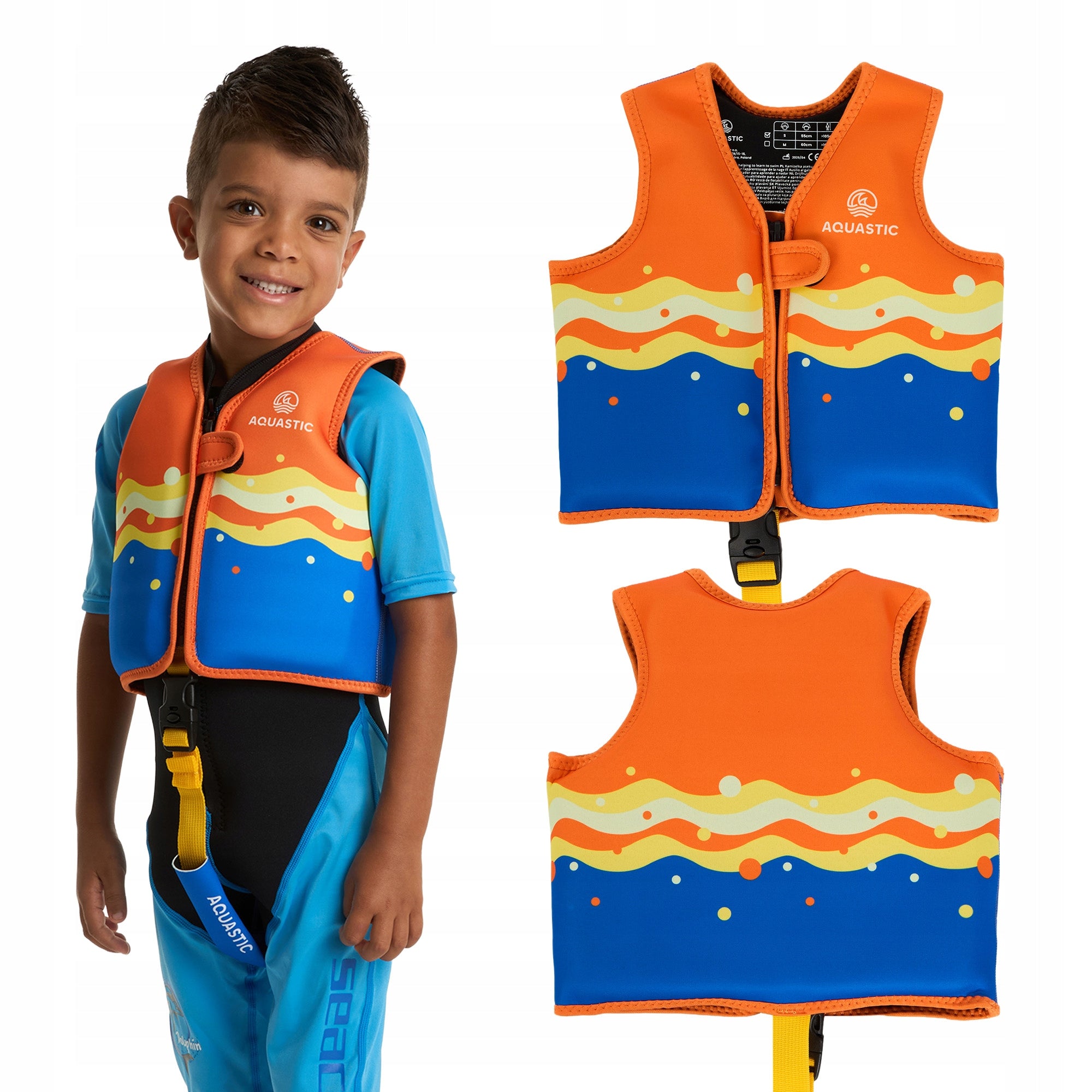 Safety vest AQUASTIC Junior orange/blue S