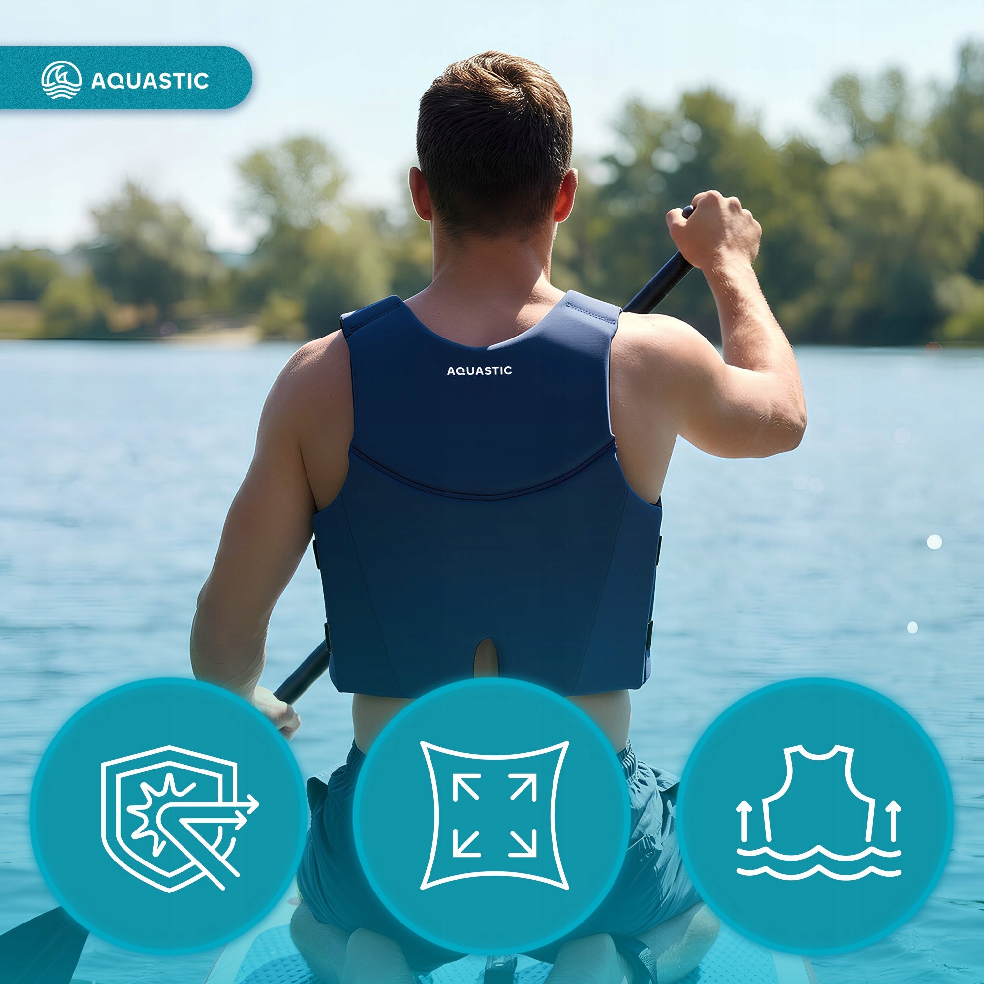 Safety vest AQUASTIC Omni 50N M for kayak SUP COMFORTABLE DURABLE For multipurpose