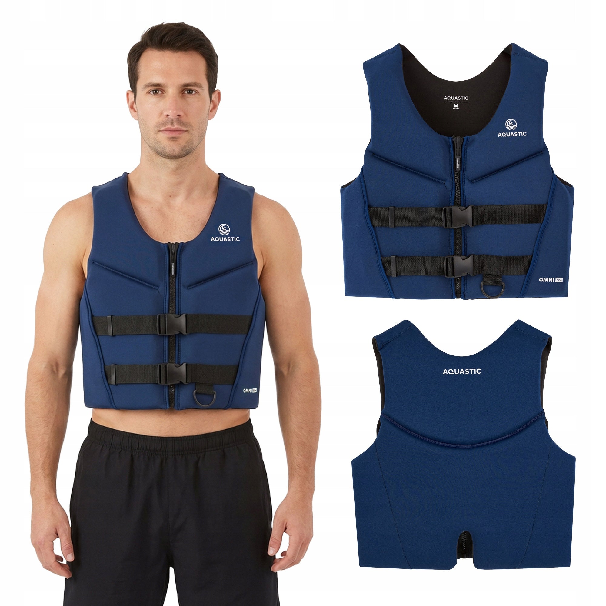 Safety vest AQUASTIC Omni 50N M for kayak SUP COMFORTABLE DURABLE