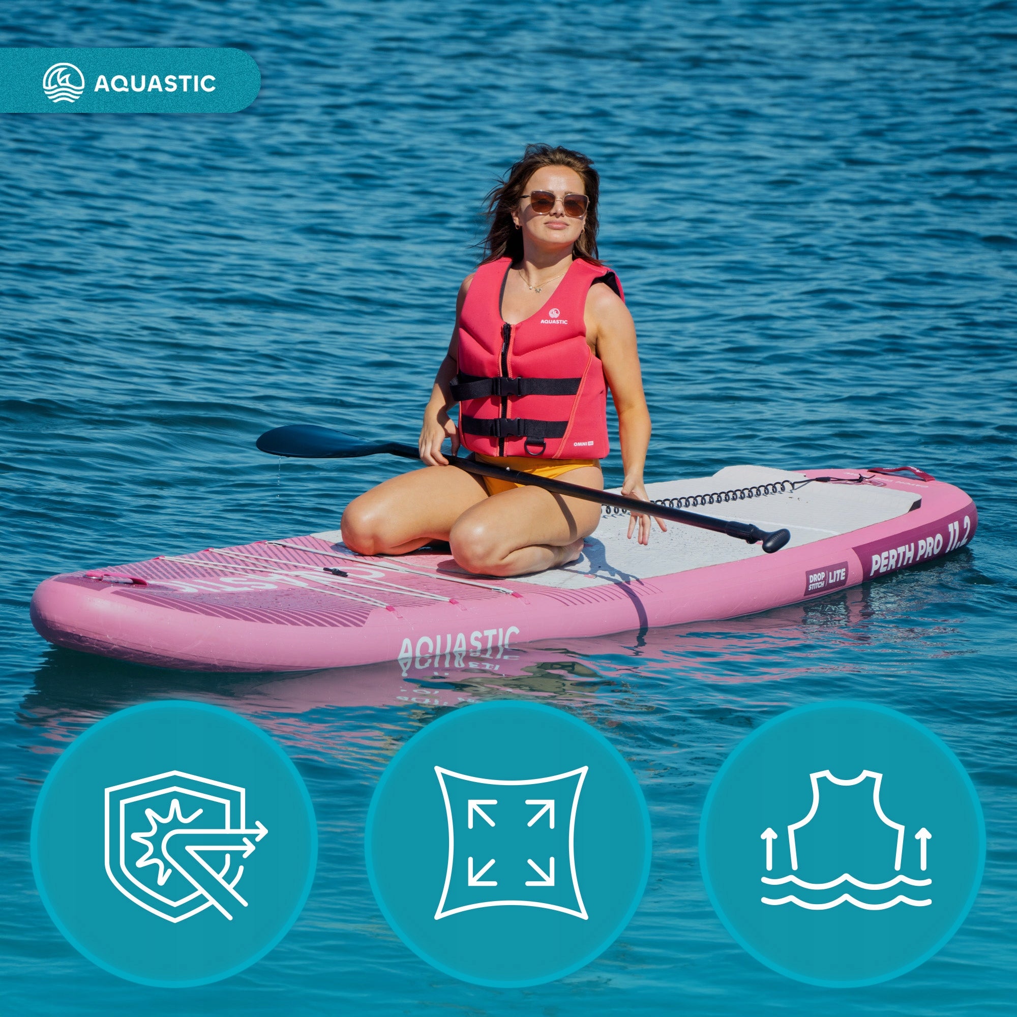 Safety vest Aquastic Omni 50N r. M 60-70 kg for kayak and SUP For multipurpose