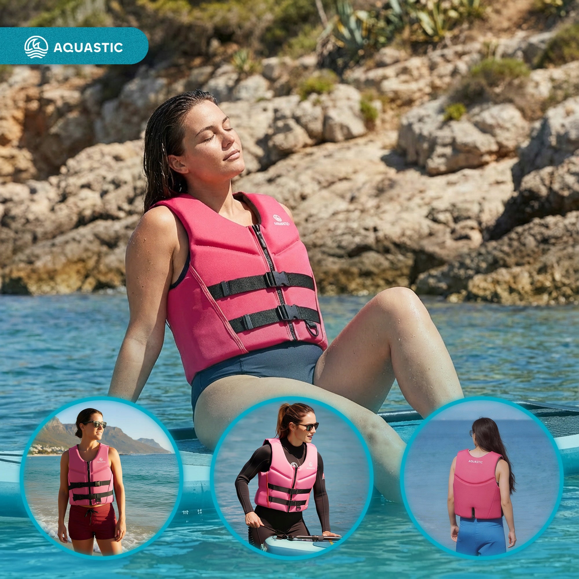 Safety vest Aquastic Omni 50N r. M 60-70 kg for kayak and SUP Size M