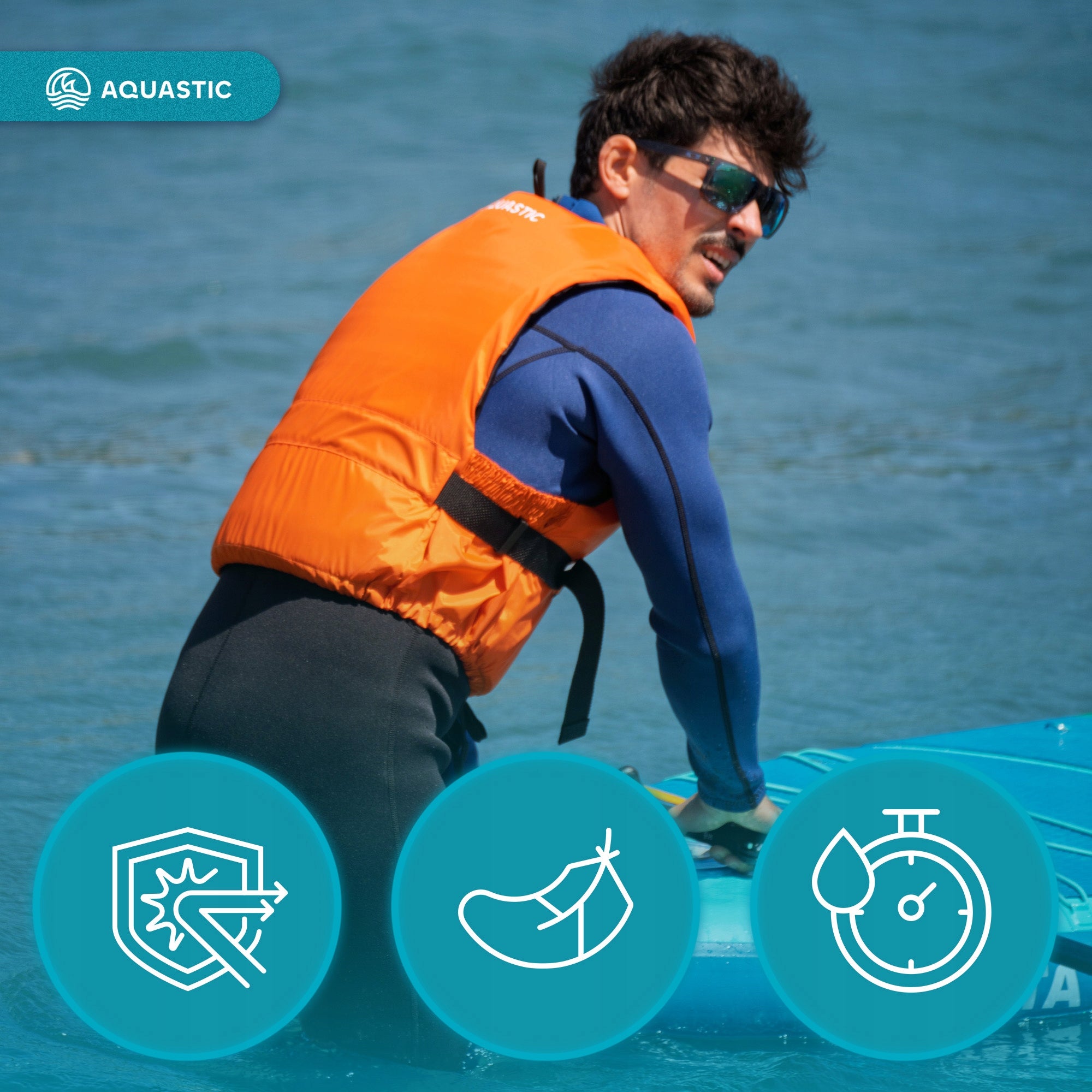 Safety vest LIFE VEST AQUASTIC Classic 50 L for KAYAK SUP FOR WATER For multipurpose