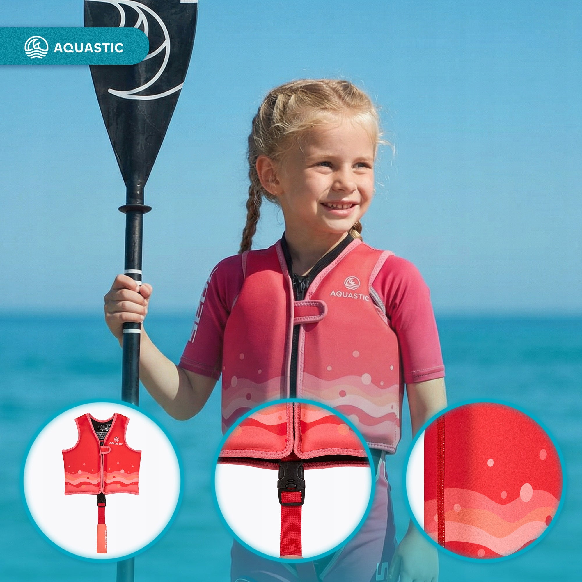 Safety vest LIFE VEST for CHILDREN AQUASTIC Junior for KAYAK SUP M Brand Aquastic