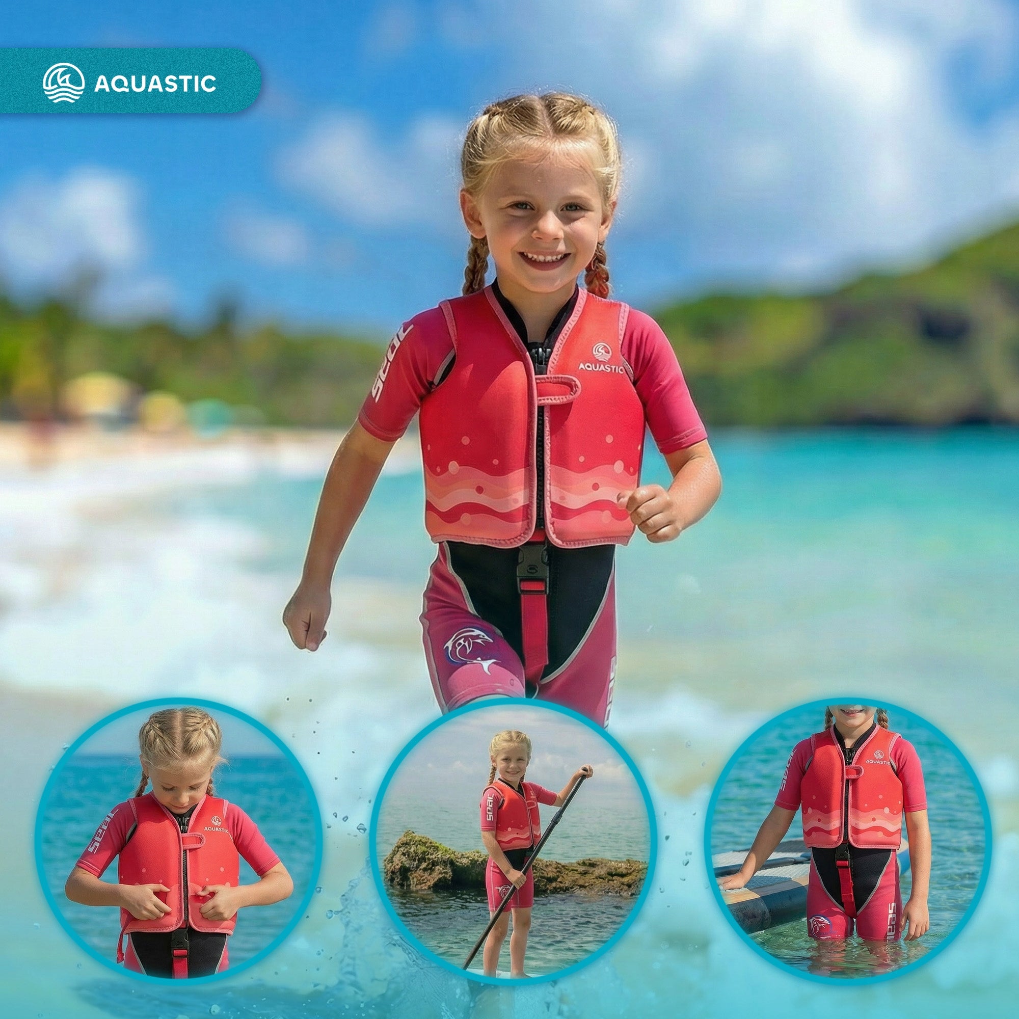 Safety vest LIFE VEST for CHILDREN AQUASTIC Junior for KAYAK SUP M Model Junior