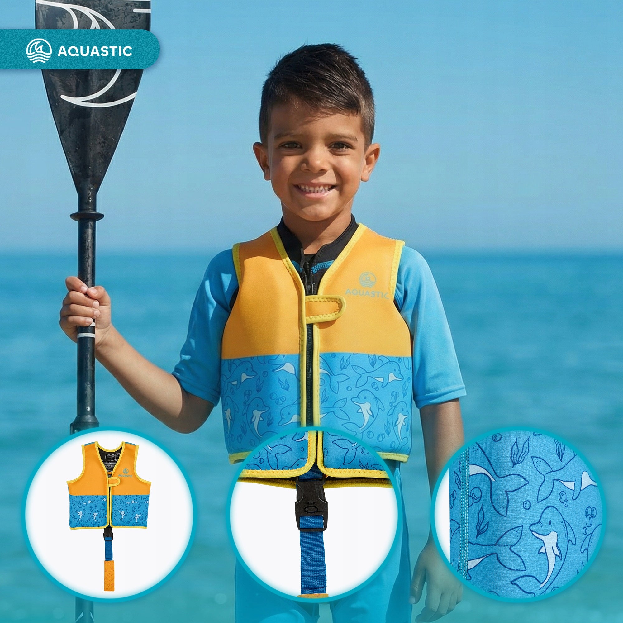 Safety vest LIFE VEST for CHILDREN AQUASTIC Junior for KAYAK SUP S Manufacturer code AQS-B5I164-BL