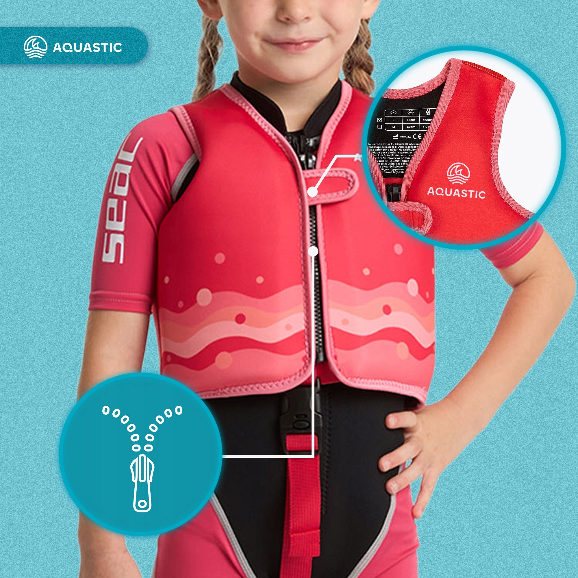 Safety vest LIFE VEST for CHILDREN AQUASTIC Junior for KAYAK SUP S Size S