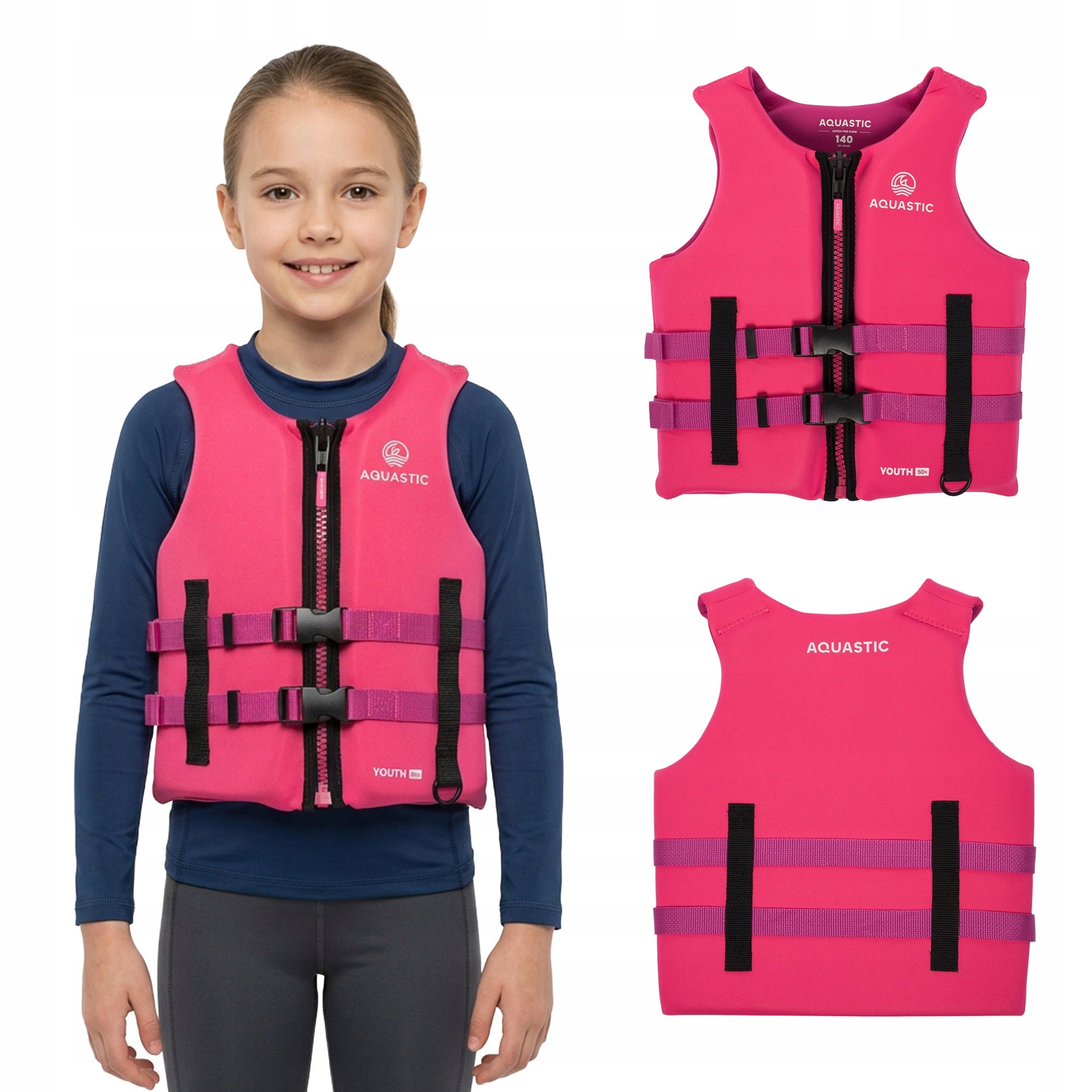 Safety vest LIFE VEST for children 116cm AQUASTIC Youth 50N COMFORTABLE