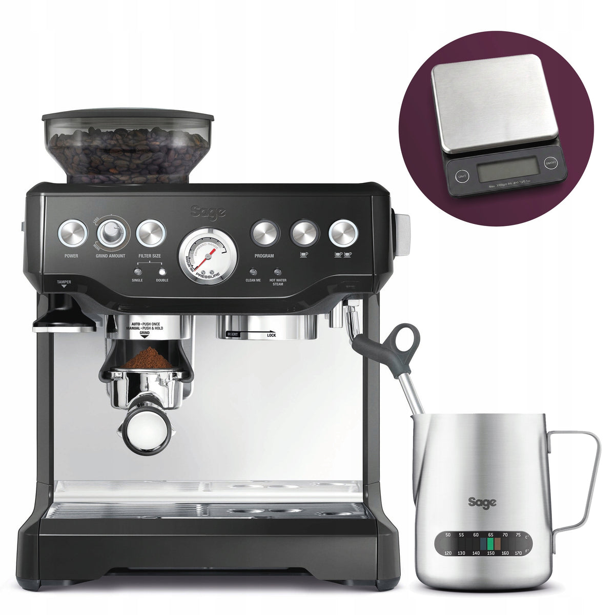 Sage Flask Express with The BARISTA EXPRESS SES875BTR Black Mat