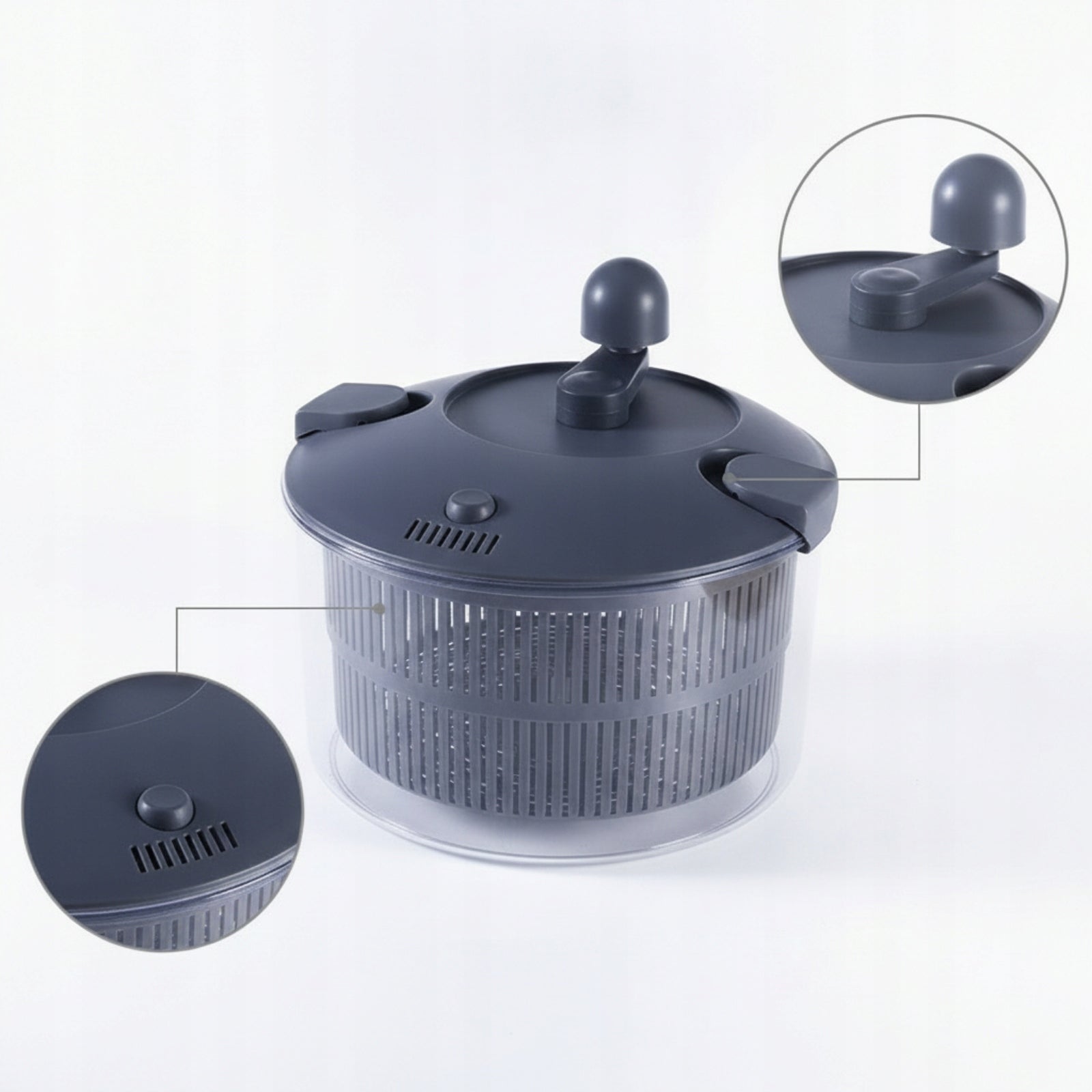 Salad Centrifuge with Colander Basket Hand-Operated Centrifuge with Brake Packaging status original