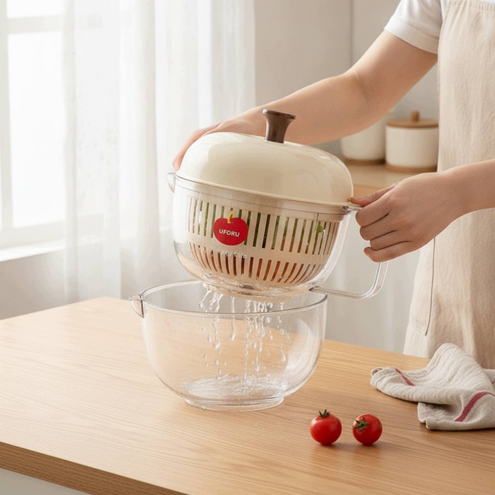 Salad Dryer Hand-Crank Vegetable Dryer Centrifugal for Home Cooks Packaging status original