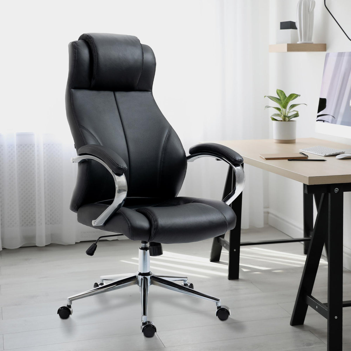Salford Genuine Leather Office Chair, Black Brand CLP