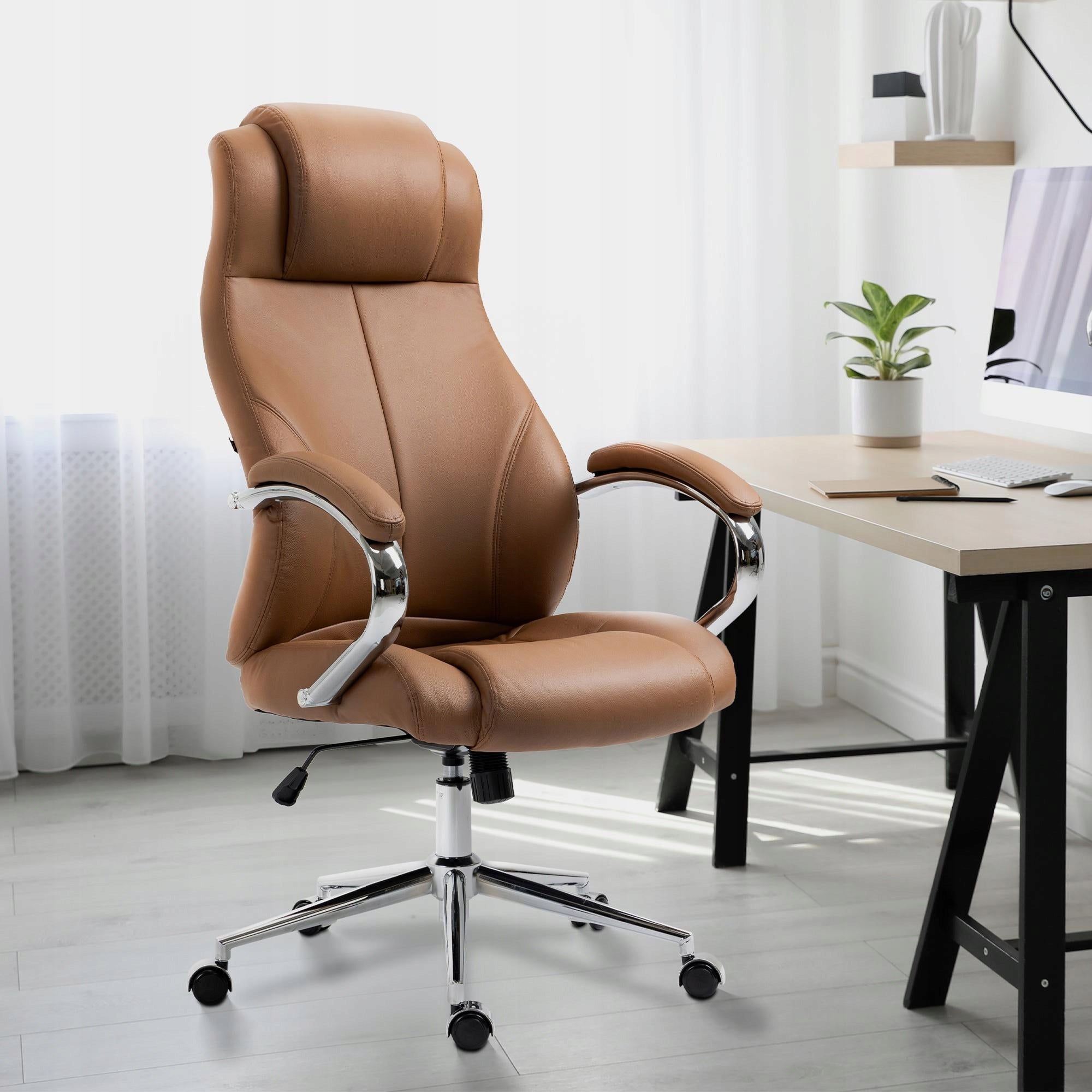 Salford Genuine Leather Office Chair, Light Brown Brand CLP