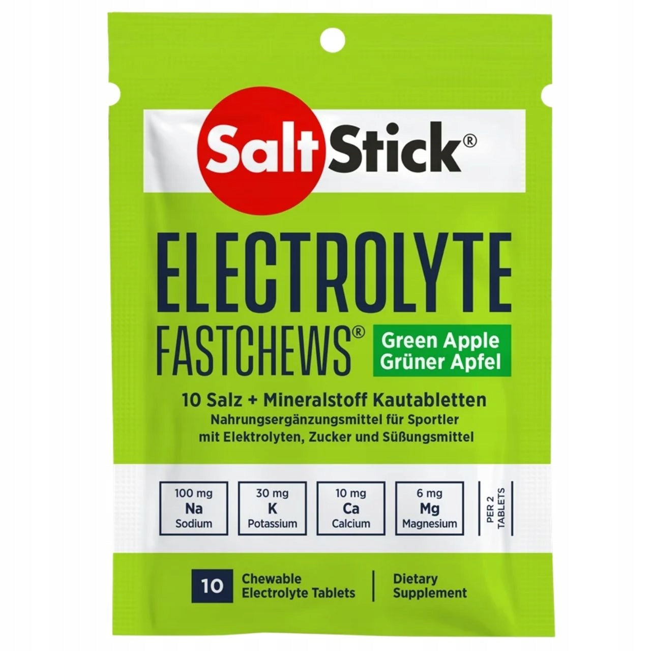 SaltStick FastChews Suction Lozenges Green Apple 10 Pieces Short Date