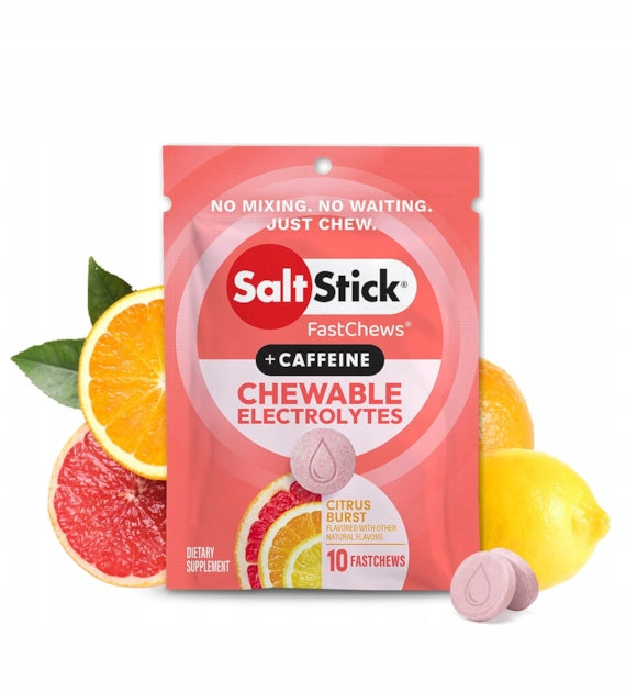 SaltStick Fastchews salt, citrus tablets with caffeine