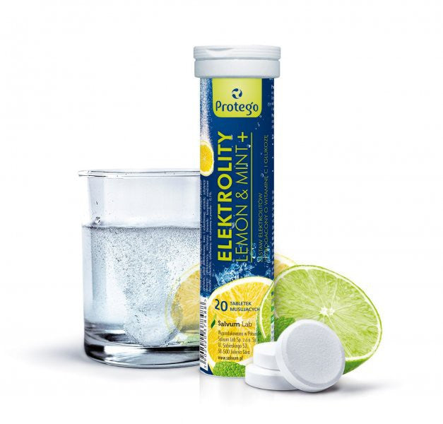 Salvum Protego Electrolytes Lemon&Mint+ 20 effervescent tablets Sodium Potassium Manufacturer code PRO1