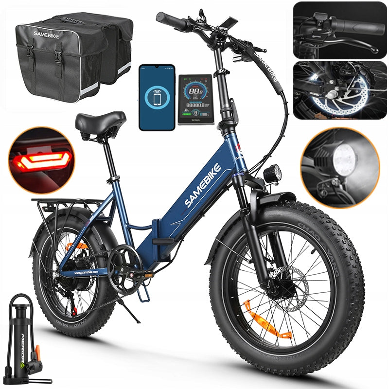 Samebike LOTDM200 Electric vehicle 80KM 48V 13AH 40km/h 20" +Rear bag