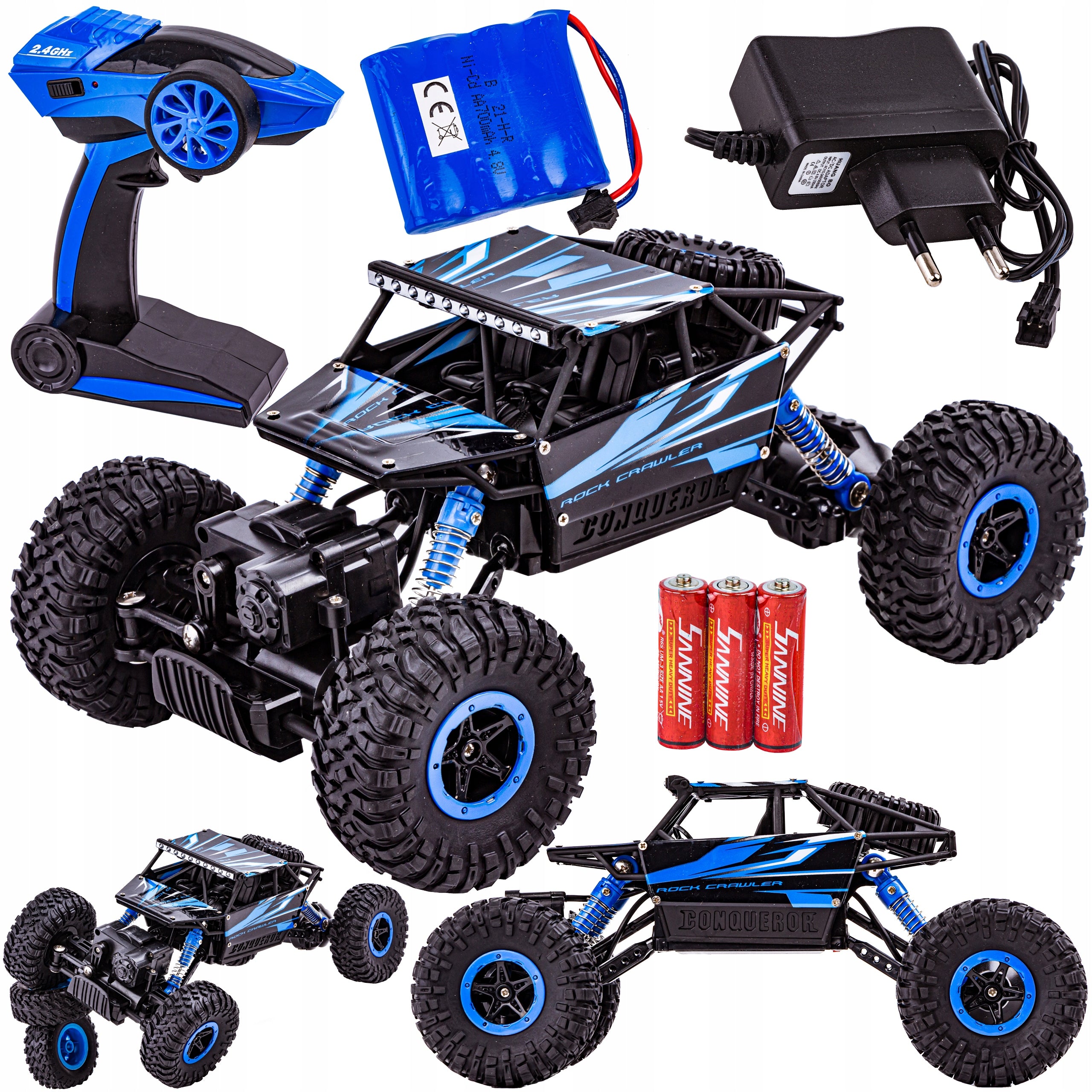Radijos bangomis valdomas visureigis - džipas, Rock Crawler 2.4GHz 1:18, juodas/mėlynas