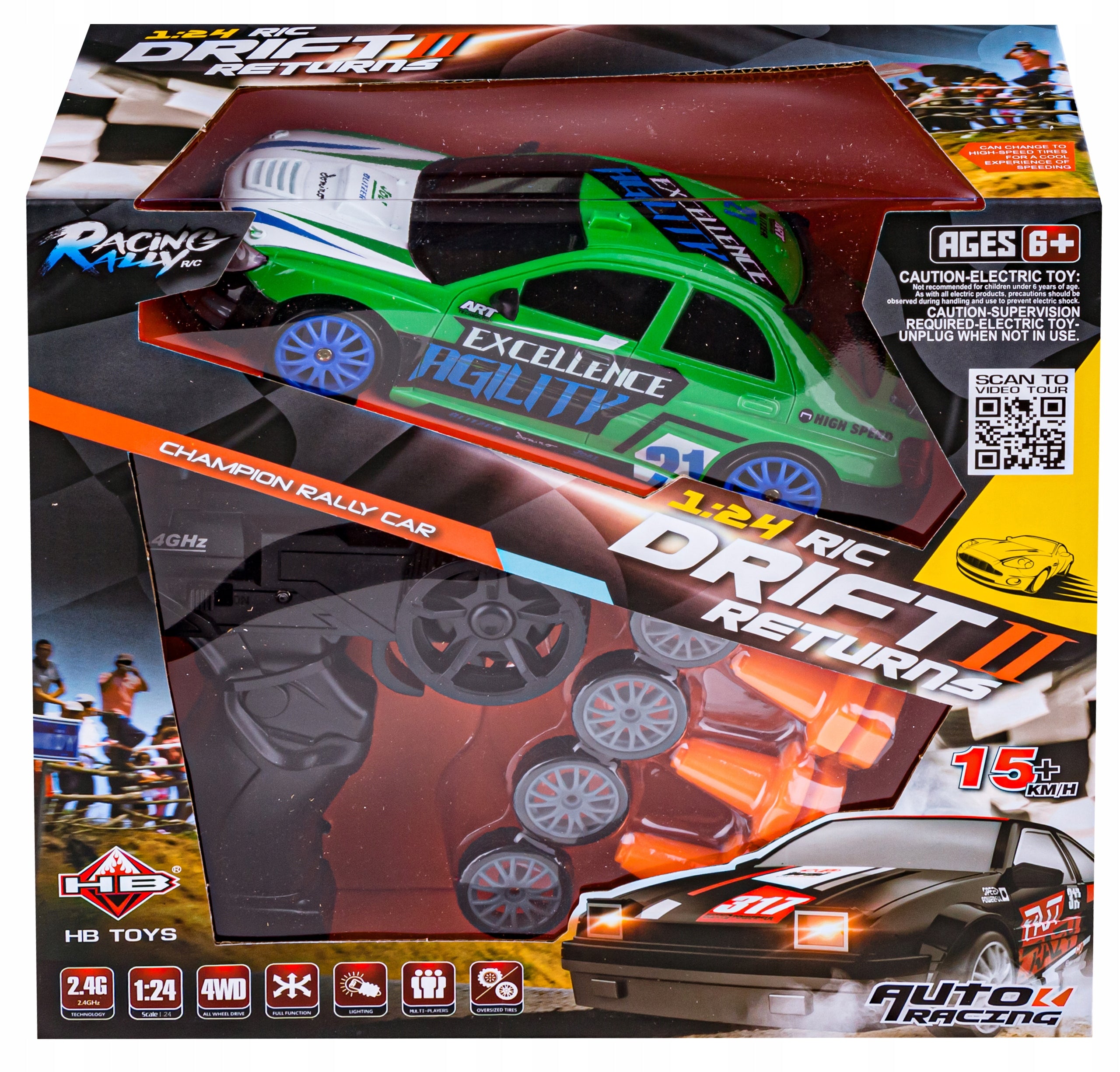 Ferngesteuertes Driftauto 1:24 2,4 GHz 4WD Grüner Subaru 