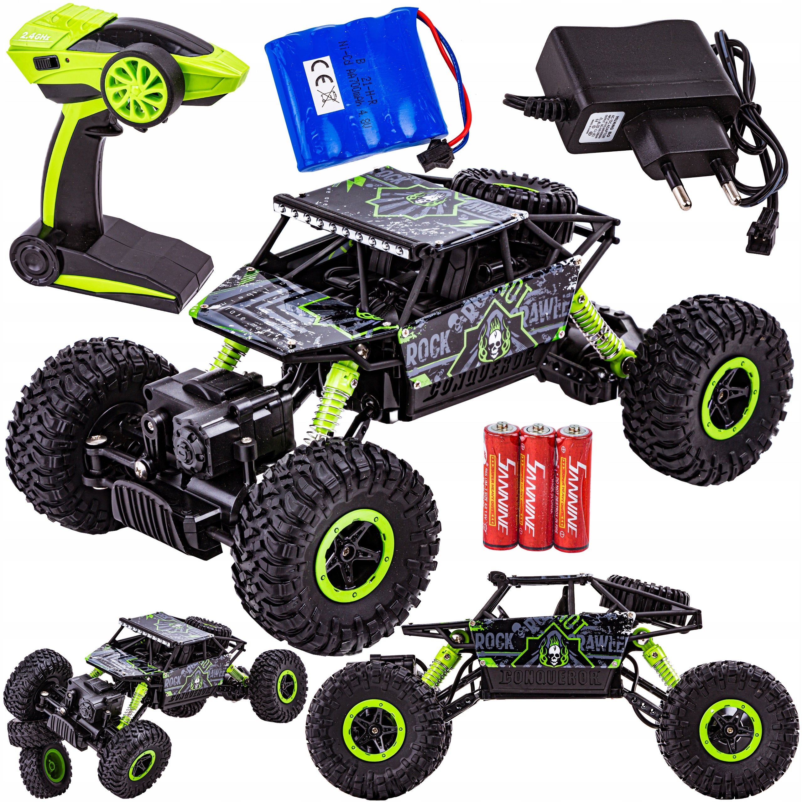 Radijos bangomis valdomas visureigis - džipas, Rock Crawler 2.4GHz 1:18, juoda/žalia
