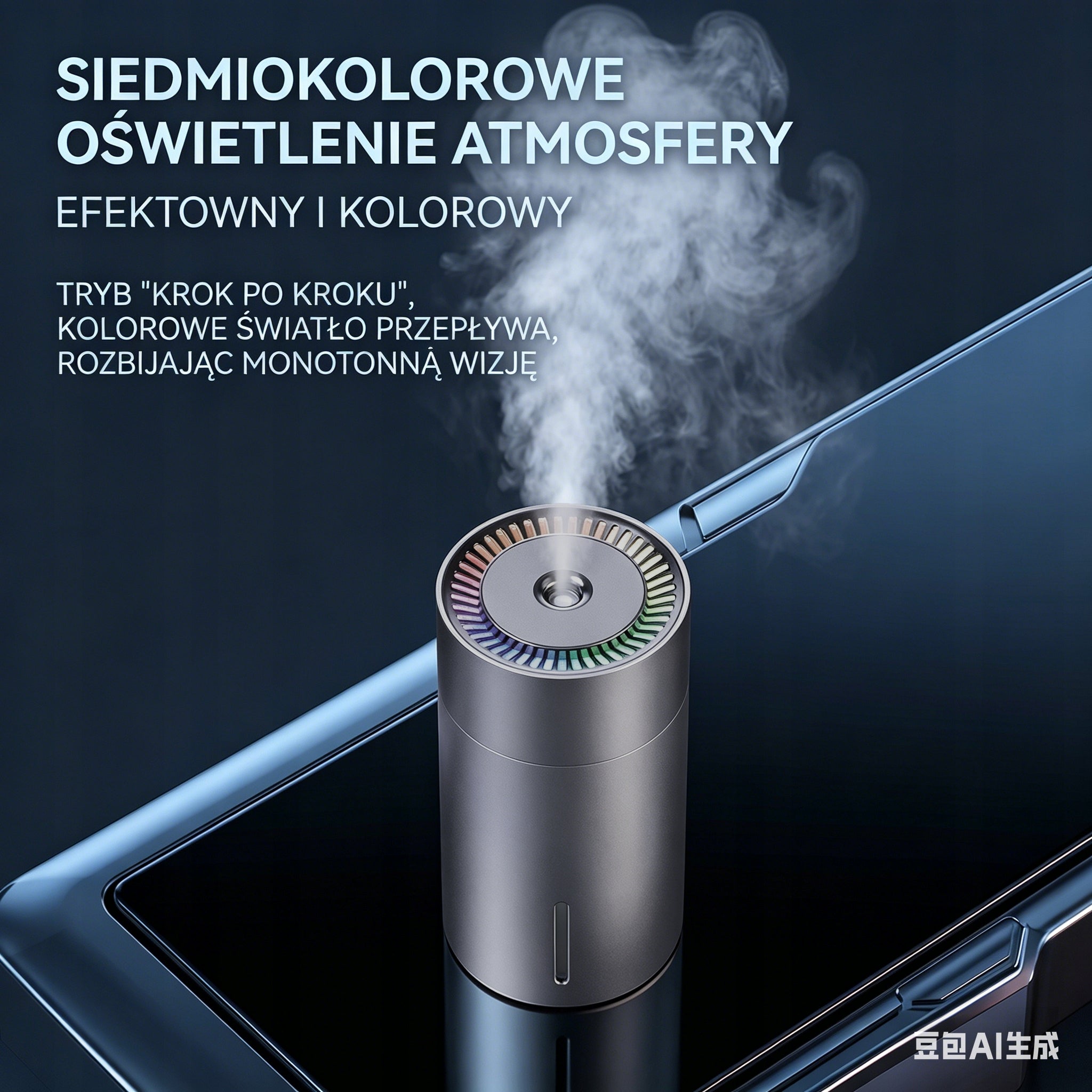 Samochodowy nawilżacz powietrza 4-8h pracy, podwójne zabezpieczenie Dominant color black