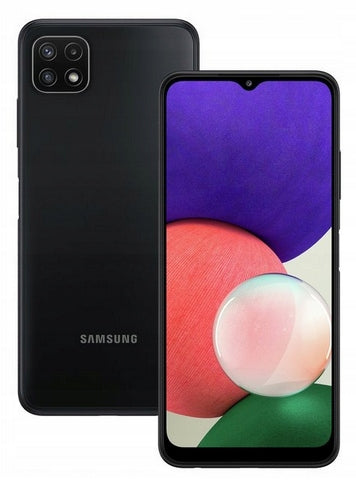Samsung Galaxy A22 VERSION with 5G A226 BLACK + CASE + TEMPERED GLASS Headphones included no