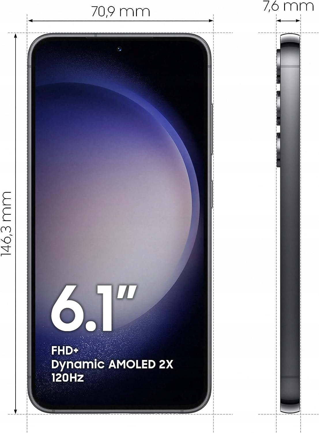 Samsung Galaxy S23 S911B 8/128GB Black + Freebie Case and Tempered Glass /N Headphones included no